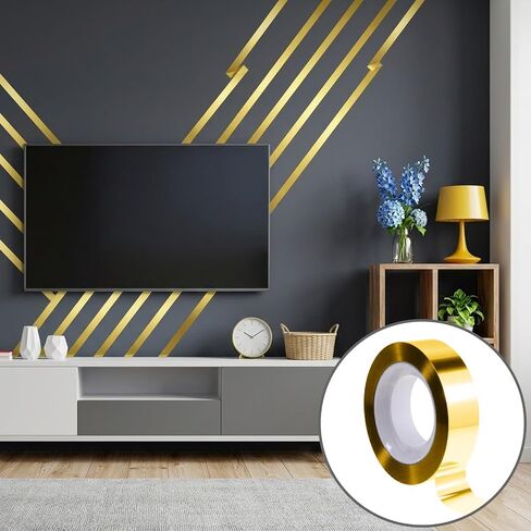 6 Rolls Metallic Mirror Tape, Gold & Silver 1/2 Inch Self Adhesive Mirror Tape Polyester Film Decor Tapes DIY Graphic ArtTape for Wall Decor TV Frame Crafts Decoration and Gift Box Wrapping in Kuwait
