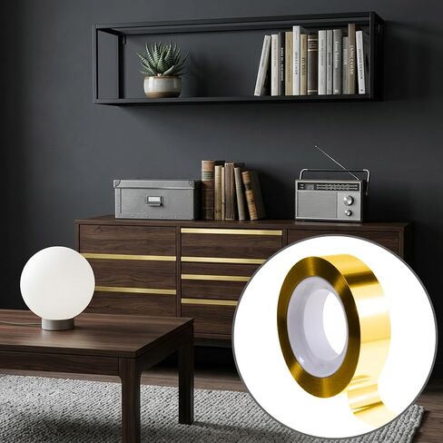 6 Rolls Metallic Mirror Tape, Gold & Silver 1/2 Inch Self Adhesive Mirror Tape Polyester Film Decor Tapes DIY Graphic ArtTape for Wall Decor TV Frame Crafts Decoration and Gift Box Wrapping in Kuwait