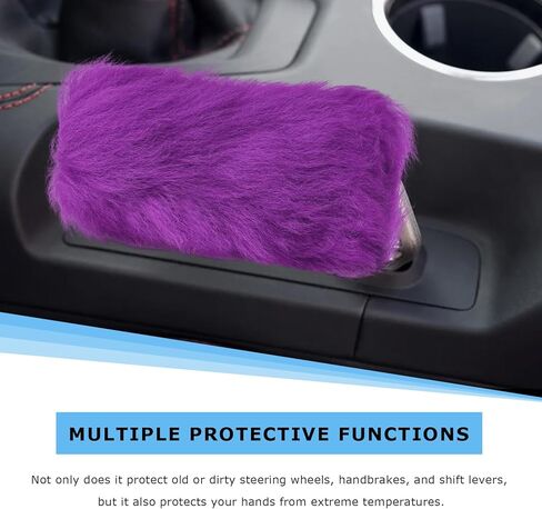 Fluffy Steering Wheel Covers Set, Fuzzy Wool Wheel Protector with Handbrake & Gear Shift Cover, Soft Warm Steering Wheel Wrap Furry Interior Accessories for Women Girls (Purple) in Saudi Arabia