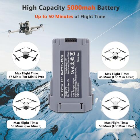 Intelligent Flight Battery Plus Compatible with DJI Mini 5 Pro, Mini 4 Pro, Mini 3 Pro, Mini 3, 5000mAh 50 Mins Max Flying Time Upgraded Drone Battery Replacement Parts in Kuwait
