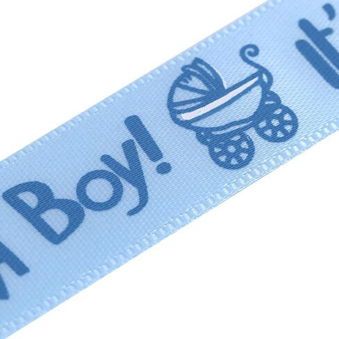 Shower Ribbon, 10 Yard Ribbon with Pattern, 2.17x0.79in Cute Patterned Ribbons, Polyester Unique Ribbons for Baptism, Wreath, Party, Cake Decoration, Woven Headbands, Blue in Kuwait