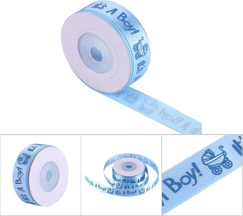 Shower Ribbon, 10 Yard Ribbon with Pattern, 2.17x0.79in Cute Patterned Ribbons, Polyester Unique Ribbons for Baptism, Wreath, Party, Cake Decoration, Woven Headbands, Blue in Kuwait