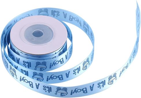 Shower Ribbon, 10 Yard Ribbon with Pattern, 2.17x0.79in Cute Patterned Ribbons, Polyester Unique Ribbons for Baptism, Wreath, Party, Cake Decoration, Woven Headbands, Blue in Kuwait