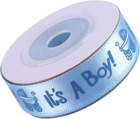 Shower Ribbon, 10 Yard Ribbon with Pattern, 2.17x0.79in Cute Patterned Ribbons, Polyester Unique Ribbons for Baptism, Wreath, Party, Cake Decoration, Woven Headbands, Blue in Kuwait