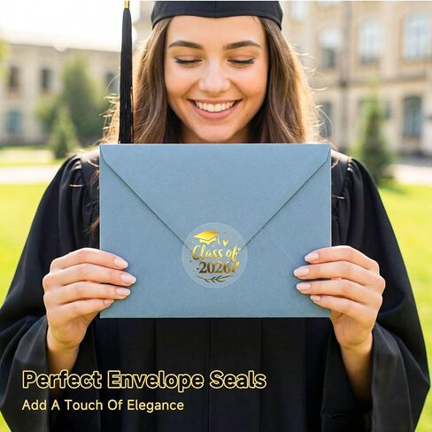100 حزمة من ملصقات التخرج من فئة 2026، ملصقات ملصقات التخرج من رقائق الذهب الشفافة، ملصقات هدايا لحفلات التخرج، أختام مغلف للدعوات، ديكور التخرج، 1.6 بوصة in Kuwait