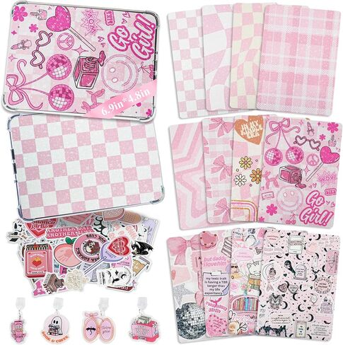 BAWMOY 12PCS Inserts Cardstock for E-Reader - 4 Type-C Charms and 50PCS Stickers for Clear Case Insert - 6.9"x4.8'' Fantasy Theme E-Reader Back Cover Insert Decorating Accessories(Black) in Saudi Arabia