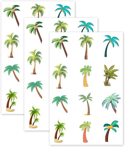 120 Pcs Coconut Palm Trees Sticker Hello Summer Stickers for Water Bottles Summer Luau Hawaii Beach Party Decorations Candy Bags Party Favor in Kuwait