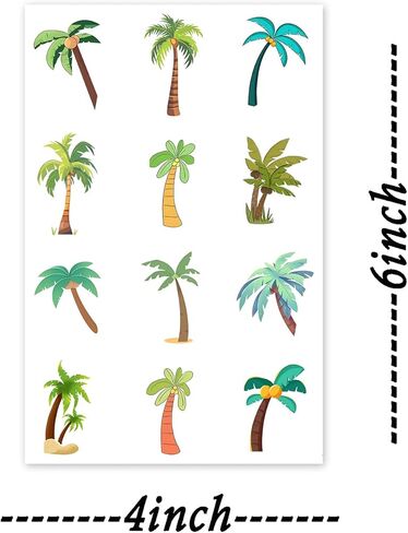 120 Pcs Coconut Palm Trees Sticker Hello Summer Stickers for Water Bottles Summer Luau Hawaii Beach Party Decorations Candy Bags Party Favor in Kuwait