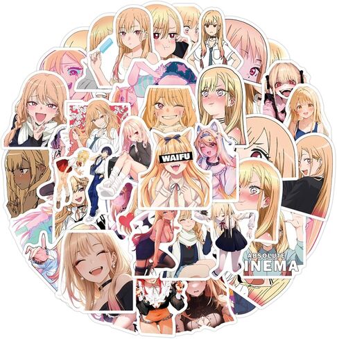 Cartoon My Dress-Up Darling 55pcs Stickers for Water Bottles,Vinyl Waterproof Durable Laptop Sticker(XSGYRAHFX) in Saudi Arabia