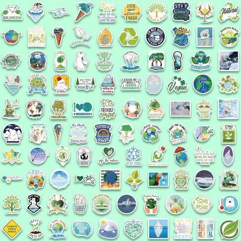 Earth Day Stickers 200Pcs, Eco-Friendly Vinyl Waterproof Sticker Pack, Aesthetic Decals for Water Bottle Laptop Skateboard, Gift for Kids Teachers Environmental Events in Saudi Arabia