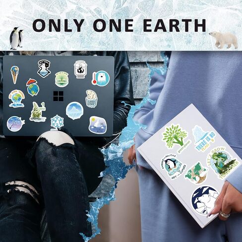Earth Day Stickers 200Pcs, Eco-Friendly Vinyl Waterproof Sticker Pack, Aesthetic Decals for Water Bottle Laptop Skateboard, Gift for Kids Teachers Environmental Events in Saudi Arabia