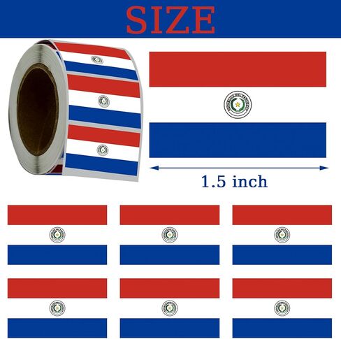 500 Pcs Paraguay Flag Labels Stickers Paraguayan National Flags Birthday Party Decorations National Country Festival Party Supplies Patriotic Sticker in Saudi Arabia