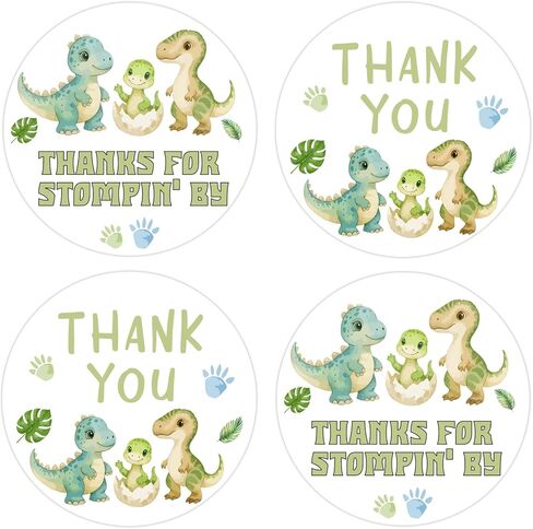 80Pcs Dinosaur Thank You Stickers Thank You for Stomping by Stickers Cute Dinosaur Sticker for Dino Baby Shower Birthday Party Favors Supplies Candy Gifts Envelopes Packaging Seals in Saudi Arabia