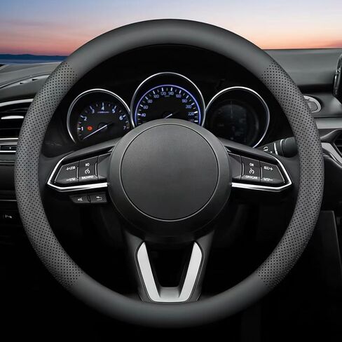 Car Steering Wheel Cover for Ford Maverick 2022-2024 2025 2026, Microfiber Leather Auto Wheel Protector Breathable Anti-Slip Grip Car Interior Accessories, Black in Saudi Arabia