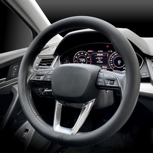 Car Steering Wheel Cover for Ford Maverick 2022-2024 2025 2026, Microfiber Leather Auto Wheel Protector Breathable Anti-Slip Grip Car Interior Accessories, Black in Saudi Arabia