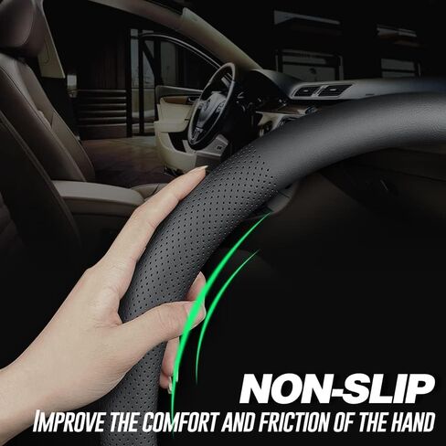 Car Steering Wheel Cover for Ford Maverick 2022-2024 2025 2026, Microfiber Leather Auto Wheel Protector Breathable Anti-Slip Grip Car Interior Accessories, Black in Saudi Arabia