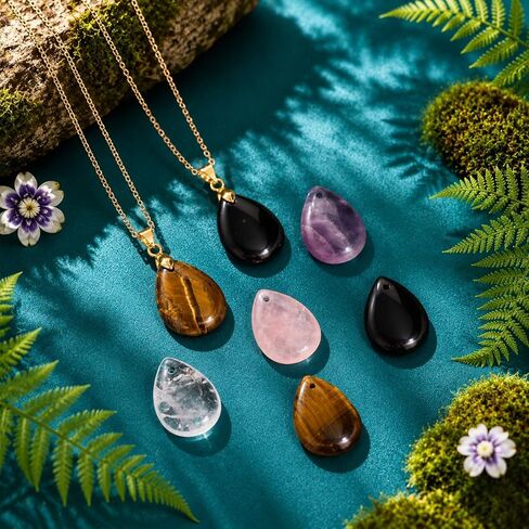 Natural Crystal Pendant Charms for Jewelry Making, Gemstone Charms Supplies, Assorted Shapes & Stones, Necklace Earrings Craft Supplies (4PCS Box) in Saudi Arabia
