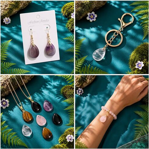 Natural Crystal Pendant Charms for Jewelry Making, Gemstone Charms Supplies, Assorted Shapes & Stones, Necklace Earrings Craft Supplies (4PCS Box) in Saudi Arabia