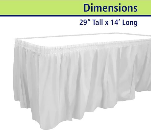 Party Dimensions Plastic Table Skirt, 29-Inches by 14-Feet - White - 6 Pack in Saudi Arabia