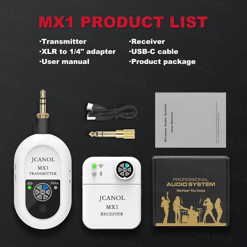 Wireless in Ear Monitor System, 2.4G Stereo Wireless IEM System with Beltpack Transmitter Receiver Auto-Pairing, 164ft for Studio, Band, Live Performance (MX1 Black) in Saudi Arabia