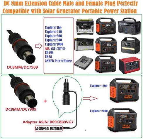 DC 8mm ExtensionCable 10Ft DC Power Plug for Solar Generator Portable Power Station and Solar Panel 16Gauge Cord in Saudi Arabia