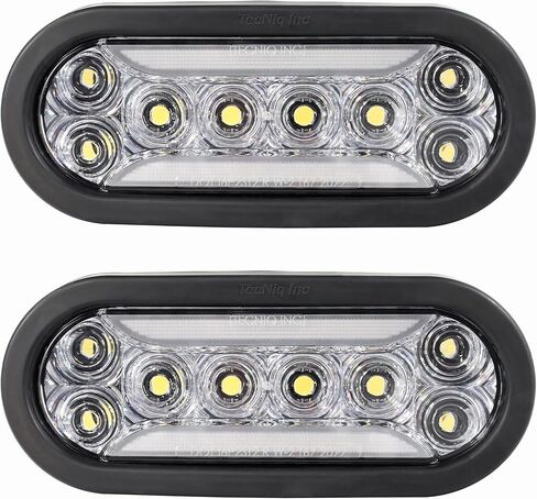 TecNiq T67-WC0A2-6 | 6" White LED Reverse Light – Clear Lens, Grommet Mount, Amp Connector, DOT Approved, IP68 Waterproof, Trailer/Truck/RV 12V Light, 2-Pack in Saudi Arabia