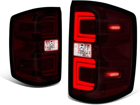 زوج من مصابيح LED الخلفية من DNA MOTORING TL-ZTL-002E-DR - مصابيح فرامل متوافقة مع 15-19 Silverado/Sierra 2500/3500 HD، عدسات حمراء مدخنة in Kuwait