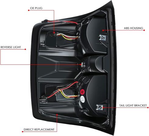 زوج من مصابيح LED الخلفية من DNA MOTORING TL-ZTL-002E-DR - مصابيح فرامل متوافقة مع 15-19 Silverado/Sierra 2500/3500 HD، عدسات حمراء مدخنة in Kuwait