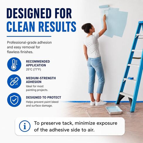 SWRT Blue Painters Tape 2 Inch x 55 Yards, 6 Rolls (330 Yards Total), Blue Masking Tape for Painting, Clean Removal Multi-Surface Paint Tape for Walls, Trim, DIY & Crafts in Kuwait