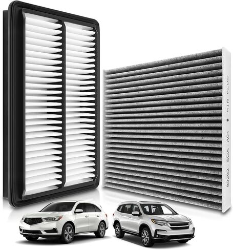 مجموعة فلتر هواء محرك المقصورة AUTOKAY 80292-SDA-A01 CA12061 مناسبة لسيارة Honda Pilot 2016-2022 Ridgeline 2017-2025 Passport 2019-2025 for Acura MDX 2016-2020 3.0L 3.5L RE# 80292SDAA01 SA12061 17220-5J6-A10 in Kuwait