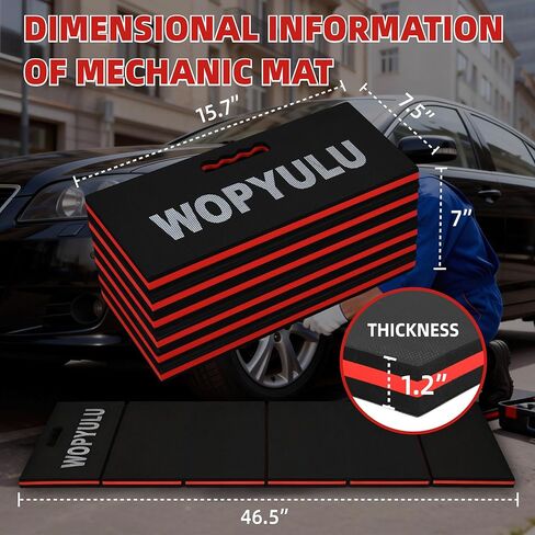 1.2" Thick Mechanic Mat for Working Under Car, 5 Fold Kneeling Pad for Work, Waterproof EVA Utility Mats Mechanic Floor Mat for Garage, Gardening, Camping, Home Gym, Knees Protection in Saudi Arabia