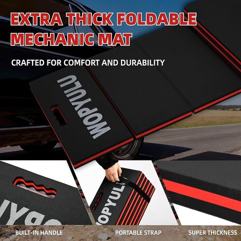 1.2" Thick Mechanic Mat for Working Under Car, 5 Fold Kneeling Pad for Work, Waterproof EVA Utility Mats Mechanic Floor Mat for Garage, Gardening, Camping, Home Gym, Knees Protection in Saudi Arabia