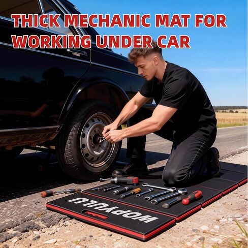 1.2" Thick Mechanic Mat for Working Under Car, 5 Fold Kneeling Pad for Work, Waterproof EVA Utility Mats Mechanic Floor Mat for Garage, Gardening, Camping, Home Gym, Knees Protection in Saudi Arabia