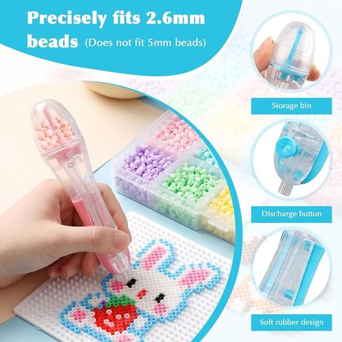 2PCS Fuse Beads Pen for 2.6mm Beads,High Capacity & Transparent Fuse Bead Dispenser Perler Bead Tools No Jams for Holiday Home DIY Parent-Child Interaction and Kid's Crafts Boosts in Saudi Arabia