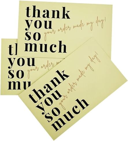 Your order made my day Cards Thank you card 2x3.5 Inches Pack of 50 Yellow in Kuwait