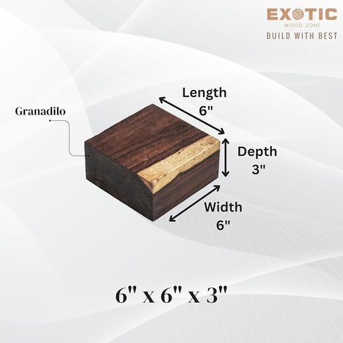 Exotic Wood Zone Granadillo Unfinished Wood Bowl Blanks | Hardwood Square Blocks for DIY Woodworking Enthusiasts Wood Pieces for Wood Crafts and Projects (6"x 6" x 3") 1 Pieces in Saudi Arabia
