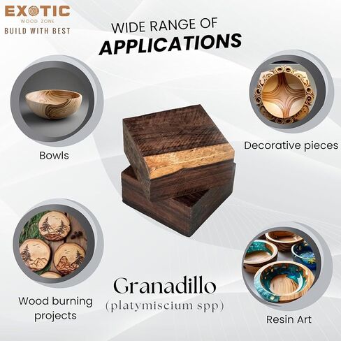 Exotic Wood Zone Granadillo Unfinished Wood Bowl Blanks | Hardwood Square Blocks for DIY Woodworking Enthusiasts Wood Pieces for Wood Crafts and Projects (6"x 6" x 3") 1 Pieces in Saudi Arabia
