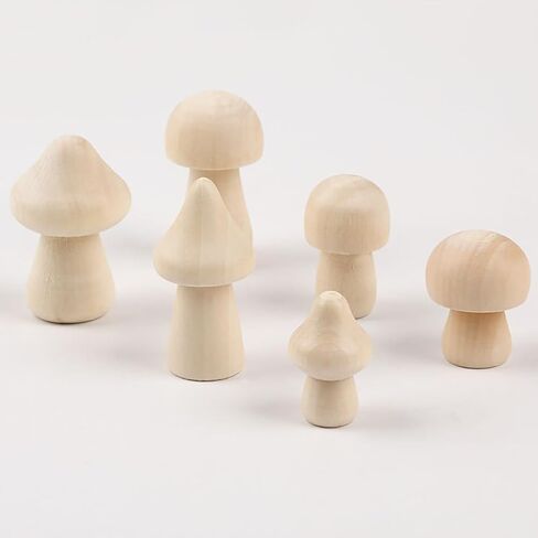 12 Pcs Unfinished Wooden Mushrooms Unpainted Wood Mushrooms Small Paintable Mushrooms Mini Mushroom Figurines Craft Mushrooms Ornaments in Kuwait