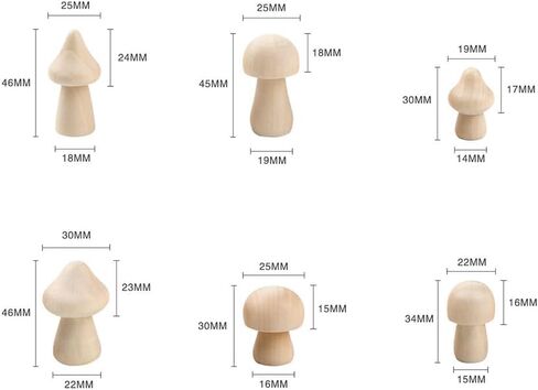 12 Pcs Unfinished Wooden Mushrooms Unpainted Wood Mushrooms Small Paintable Mushrooms Mini Mushroom Figurines Craft Mushrooms Ornaments in Kuwait