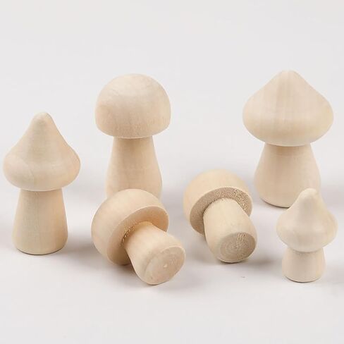 12 Pcs Unfinished Wooden Mushrooms Unpainted Wood Mushrooms Small Paintable Mushrooms Mini Mushroom Figurines Craft Mushrooms Ornaments in Kuwait