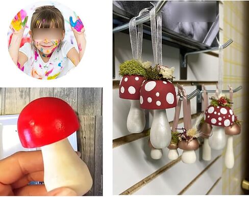 12 Pcs Unfinished Wooden Mushrooms Unpainted Wood Mushrooms Small Paintable Mushrooms Mini Mushroom Figurines Craft Mushrooms Ornaments in Kuwait