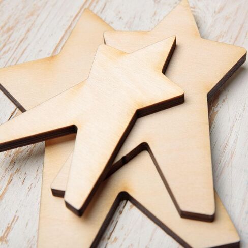 Factory Direct Craft Unfinished Wood Americana Star Set - Blank Wooden Stars for Patriotic DIY Projects, Crafts and American Home Decor (Size Range: 4-1/8" H to 6" H) in Saudi Arabia