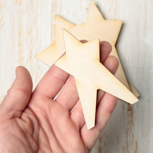 Factory Direct Craft Unfinished Wood Americana Star Set - Blank Wooden Stars for Patriotic DIY Projects, Crafts and American Home Decor (Size Range: 4-1/8" H to 6" H) in Saudi Arabia