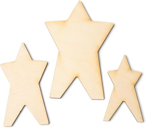 Factory Direct Craft Unfinished Wood Americana Star Set - Blank Wooden Stars for Patriotic DIY Projects, Crafts and American Home Decor (Size Range: 4-1/8" H to 6" H) in Saudi Arabia