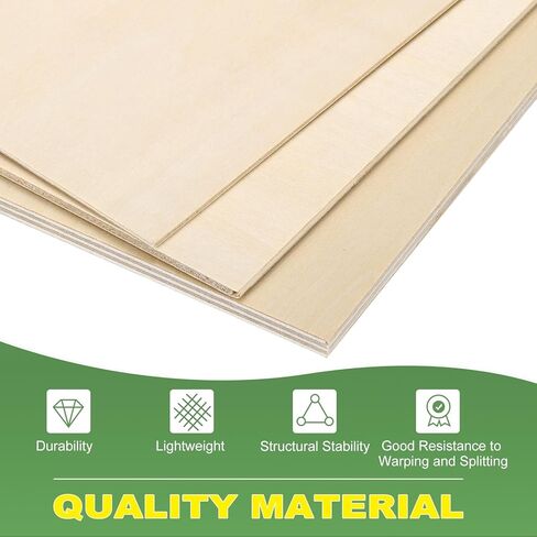 MECCANIXITY 12Pcs Basswood Sheets 12 x 4 x 1/8 Inch Plywood Wood Panels Lightweight/Durable for Painting, Dollhouse, Aircraft Model in Kuwait