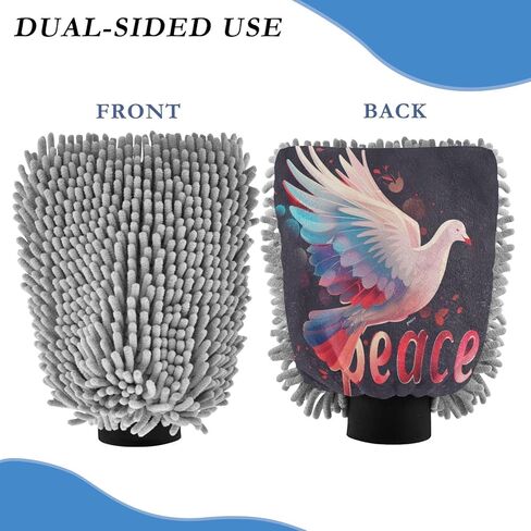 قفاز غسيل السيارات من ALAZA Gradient Peace Dove خالٍ من الخدوش، 2 عبوة من قفازات الغسيل والتجفيف المصنوعة من الألياف الدقيقة الماصة/الشانيل، مقاس L in Kuwait