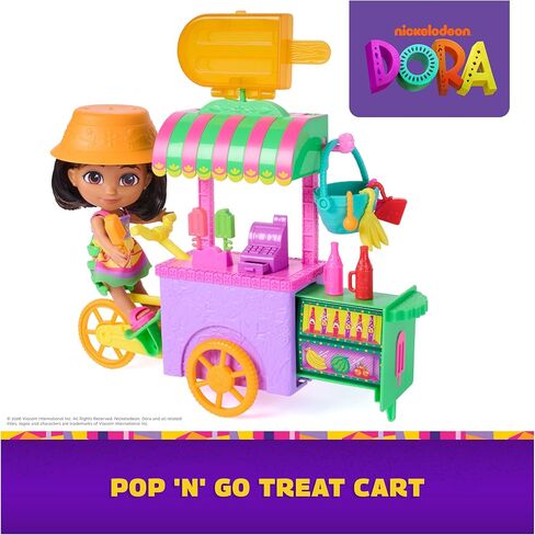 Dora, Pop 'N' Go Treat Cart with 15 Pieces, Transforming Cart & Toy Storage with 6-inch Dora Figure, Kids Toys for Girls & Boys Ages 3 and Up in Saudi Arabia