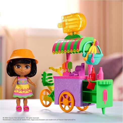 Dora, Pop 'N' Go Treat Cart with 15 Pieces, Transforming Cart & Toy Storage with 6-inch Dora Figure, Kids Toys for Girls & Boys Ages 3 and Up in Saudi Arabia