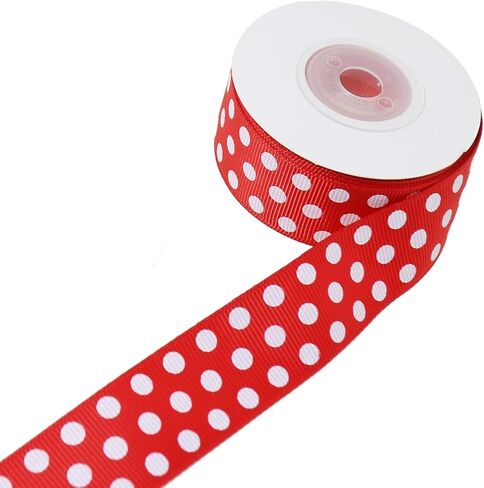 Length 10 Yards Polyester Polka Dot Pattern Ribbon Red Background White Dots for Gift Wrapping Party Decorations Hand Sewn in Kuwait