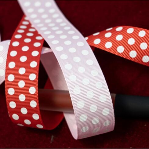 Length 10 Yards Polyester Polka Dot Pattern Ribbon Red Background White Dots for Gift Wrapping Party Decorations Hand Sewn in Kuwait
